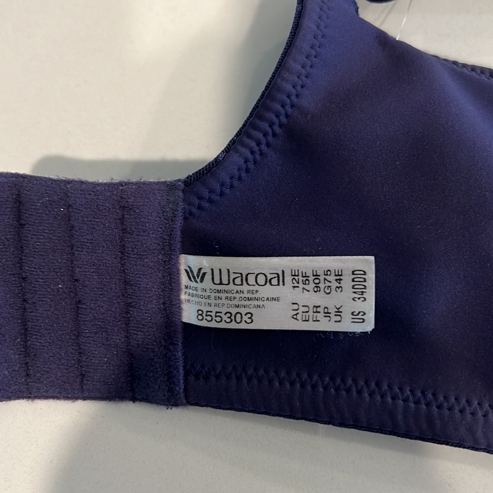 Wacoal Womens 34 DDD Navy Blue 855303 Back Appeal Bra Smoothing - Picture 5 of 5